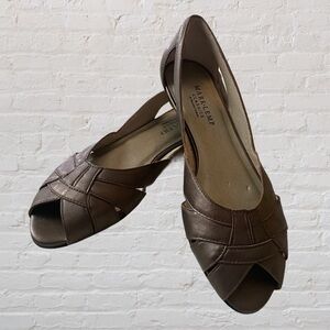 VINTAGE 90s Mark Lemp Bronze Leather Flats Shoes